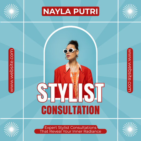 Stylist Consultation Services Ad on Blue Instagram Design Template