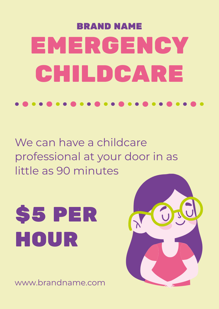 Emergency Childcare Services Offer Poster A3 Tasarım Şablonu
