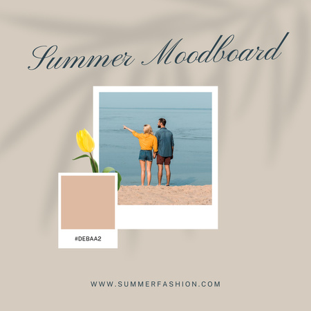Young Couple Walking on Beach Instagram Design Template