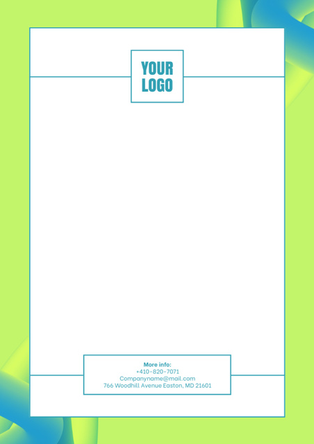 Template di design Empty Blank in Bright Green Frame Letterhead
