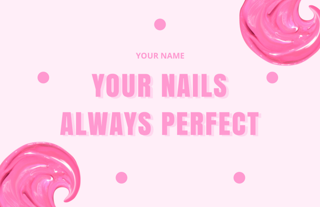 Beauty Salon Offer of Manicure with Pink Nail Polish Business Card 85x55mm Design Template