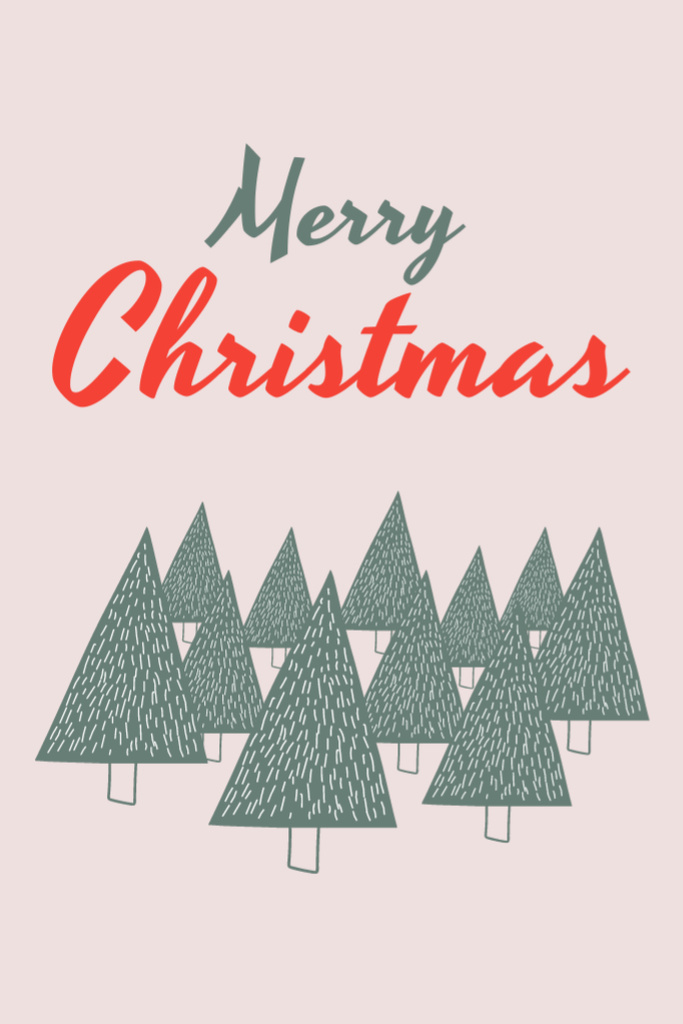 Platilla de diseño Enchanting Christmas Holiday Greetings with Firs Postcard 4x6in Vertical