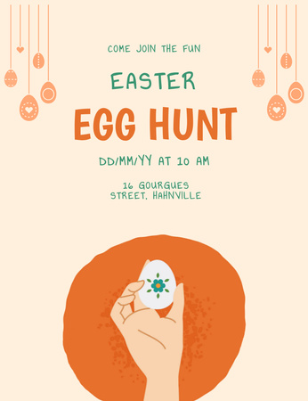 Easter Egg Hunt Announcement Invitation 13.9x10.7cm Design Template