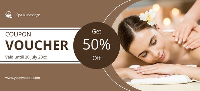 Spa and Massage Voucher Coupon 3.75x8.25in Πρότυπο σχεδίασης