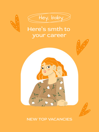 Объявление о вакансии, которое слушает симпатичная женщина Poster US – шаблон для дизайна