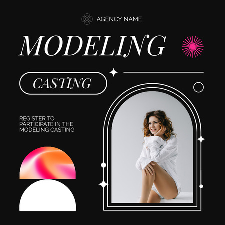 Announcement about Casting Beautiful Models on Black Instagram Design Template