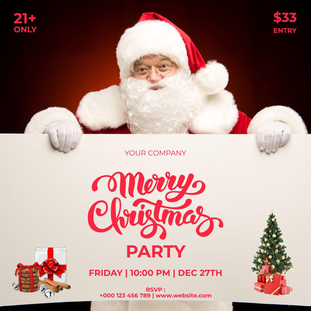 Christmas Party Ad with Santa Instagram Design Template