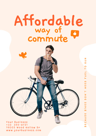 bonito homem em bicicleta pessoal Poster Modelo de Design