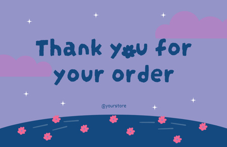 Thank You For Your Order Message with Simple Blue Field of Flowers Thank You Card 5.5x8.5in Šablona návrhu
