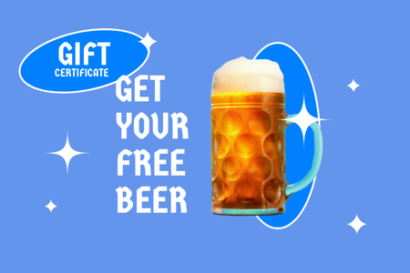 Traditional Beer Promo For Oktoberfest In Blue Gift Certificate Design Template