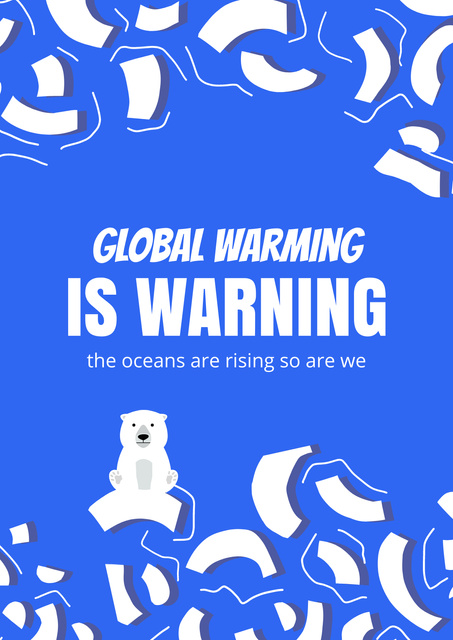Global Warming Awareness with Polar Bear Poster Design Template