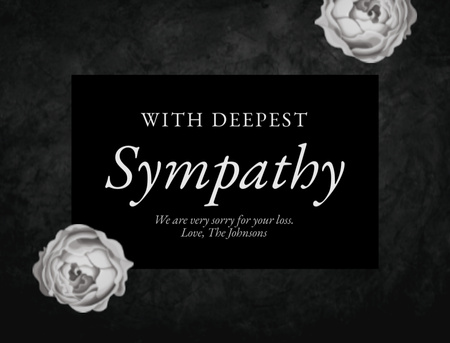Sympathy Words with White Flowers Postcard 4.2x5.5in Šablona návrhu