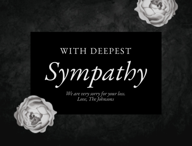 Sympathy Words with White Flowers Postcard 4.2x5.5in Πρότυπο σχεδίασης
