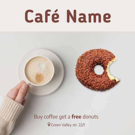 Coffee with Colorful Donuts Instagram Design Template