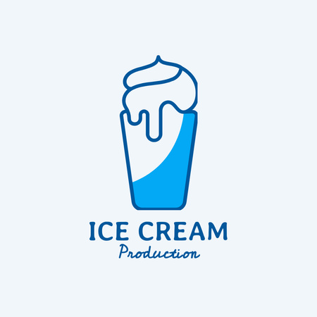 Illustration of Yummy Ice Cream Logo 1080x1080pxデザインテンプレート