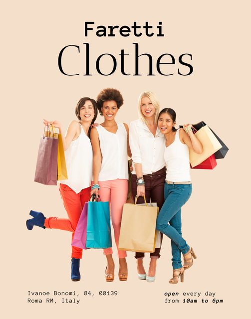 Modèle de visuel Fashion Ad with Beautiful Women holding Shopping Bags - Poster 22x28in