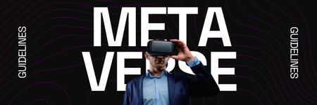Designvorlage Man in Virtual Reality Glasses für Email header