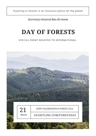 Plantilla de diseño de International Day of Forests Event with Scenic Mountains Poster 