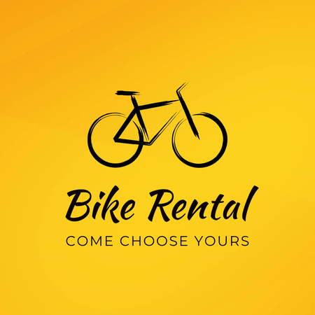 Bicycles Rental Service Promotion With Slogan In Yellow Animated Logo Tasarım Şablonu