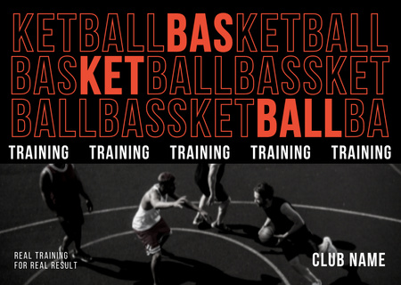 Basketball Training Classes Black Postcard Design Template