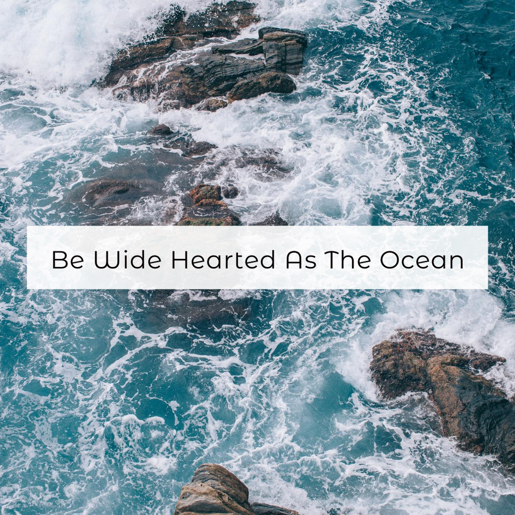 Inspirational Phrase with Ocean Waves Instagram Design Template