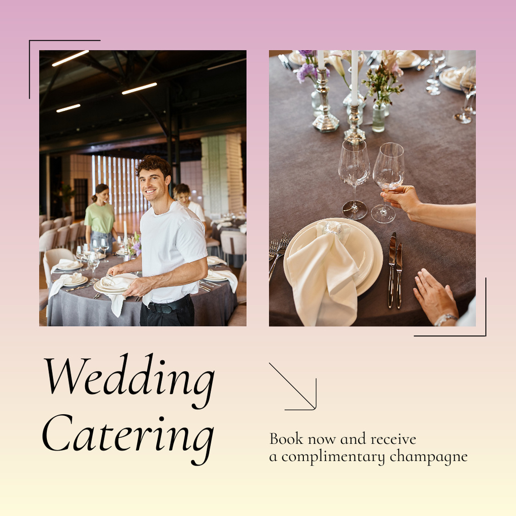 Wedding Catering Services with Chic Serving Instagram AD Design Template
