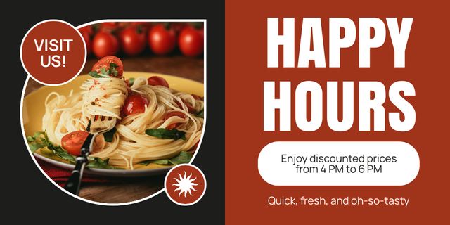 Happy Hours at Fast Casual Restaurant Twitter Design Template