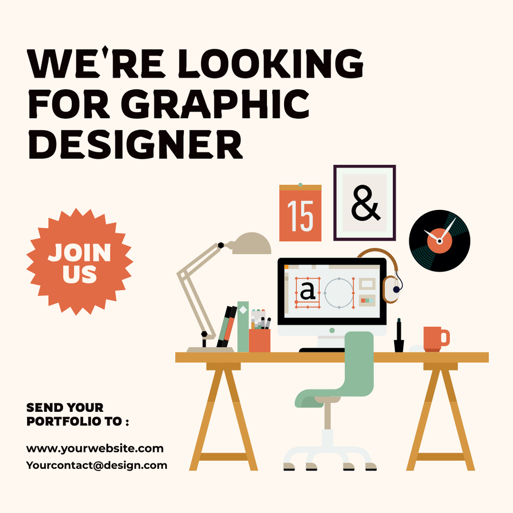 Designvorlage Graphic Designer Available Position für Instagram