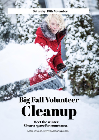 Winter Volunteer clean up Poster Design Template