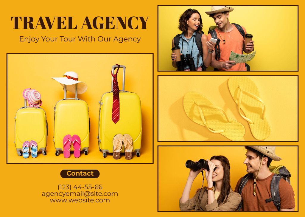 Ontwerpsjabloon van Card van Summer Travel Offer on Yellow