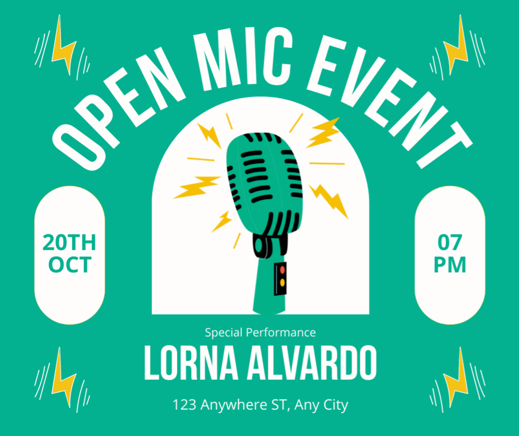 Designvorlage Promo of Open Microphone Event für Facebook