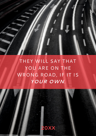 Quote About Wrong Road With Highways Postcard A6 Vertical Design Template