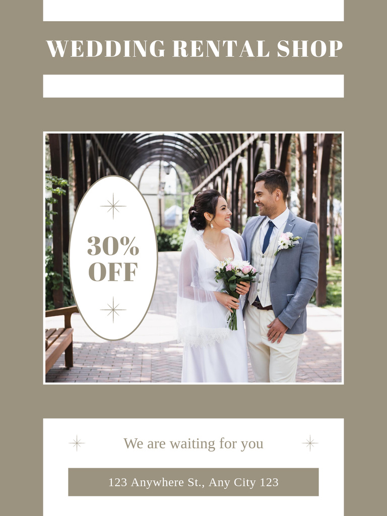 Discount at Wedding Rental Shop Poster US – шаблон для дизайна