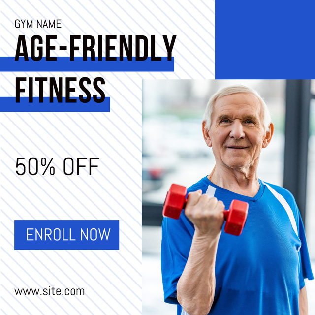 Template di design Age-Friendly Fitness With Dumbbells And Discount Instagram