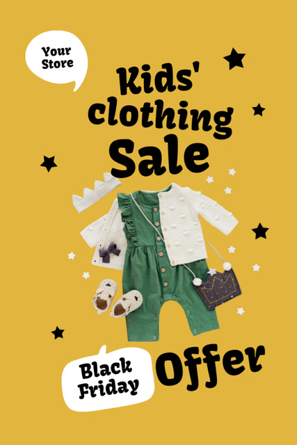 Designvorlage Kids' Clothing Sale Offer with Stars für Flyer 4x6in