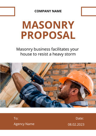 Plantilla de diseño de Masonry Services Brown Proposal 