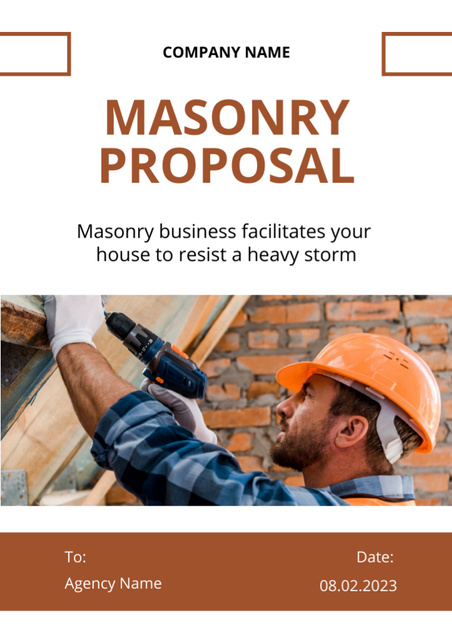 Masonry Services Brown Proposalデザインテンプレート