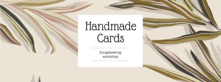 Plantilla de diseño de Handmade Cards Offer with Green Leaves Facebook cover 