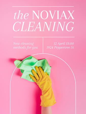 Cleaning Service Ad with Violet Glove Poster US Design Template