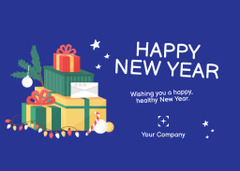 New Year Wishes with Illustration of Colorful Presents and Garland