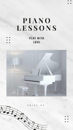 Musical Courses Offer with Piano in White Room Instagram Story Modelo de Design