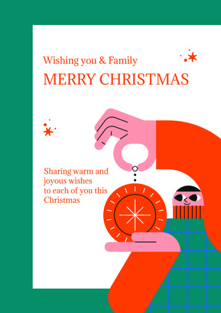 Ontwerpsjabloon van Postcard A5 Vertical van Kerstgroet met goede wensen en decoratie