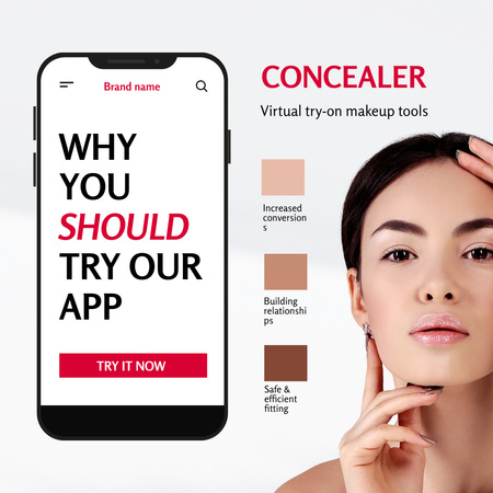 Platilla de diseño New Mobile App Announcement with Concealer Palette Instagram