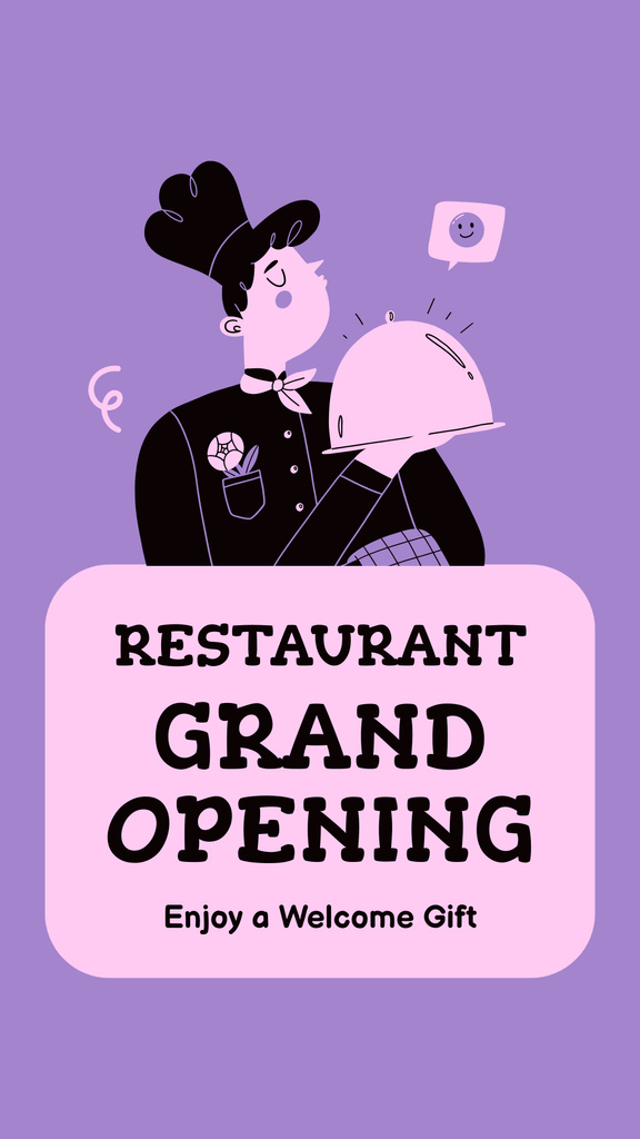 Stunning Restaurant Grand Opening With Welcoming Gift Offer Instagram Story Modelo de Design