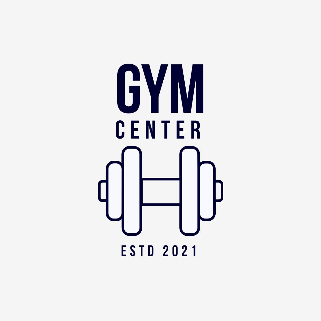 Announcement of Gym with Dumbbell Logo tervezősablon