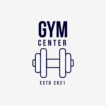 Designvorlage Announcement of Gym with Dumbbell für Logo