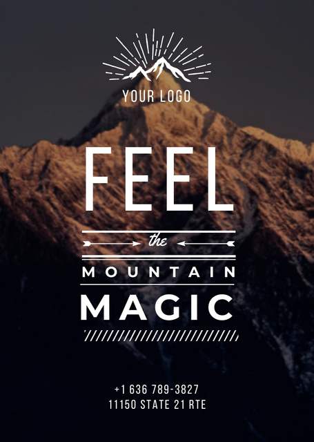 Ontwerpsjabloon van Flyer A6 van Nature Inspiration with Scenic Mountain Peak
