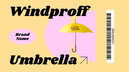 College Apparel and Merchandise with Yellow Umbrella Label 3.5x2in Design Template