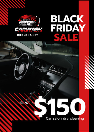 Black Friday Offer on Car Salon Cleaning Flyer A6 Design Template