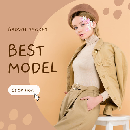 Fashion Ad with Stylish Woman in Hat Instagram Design Template
